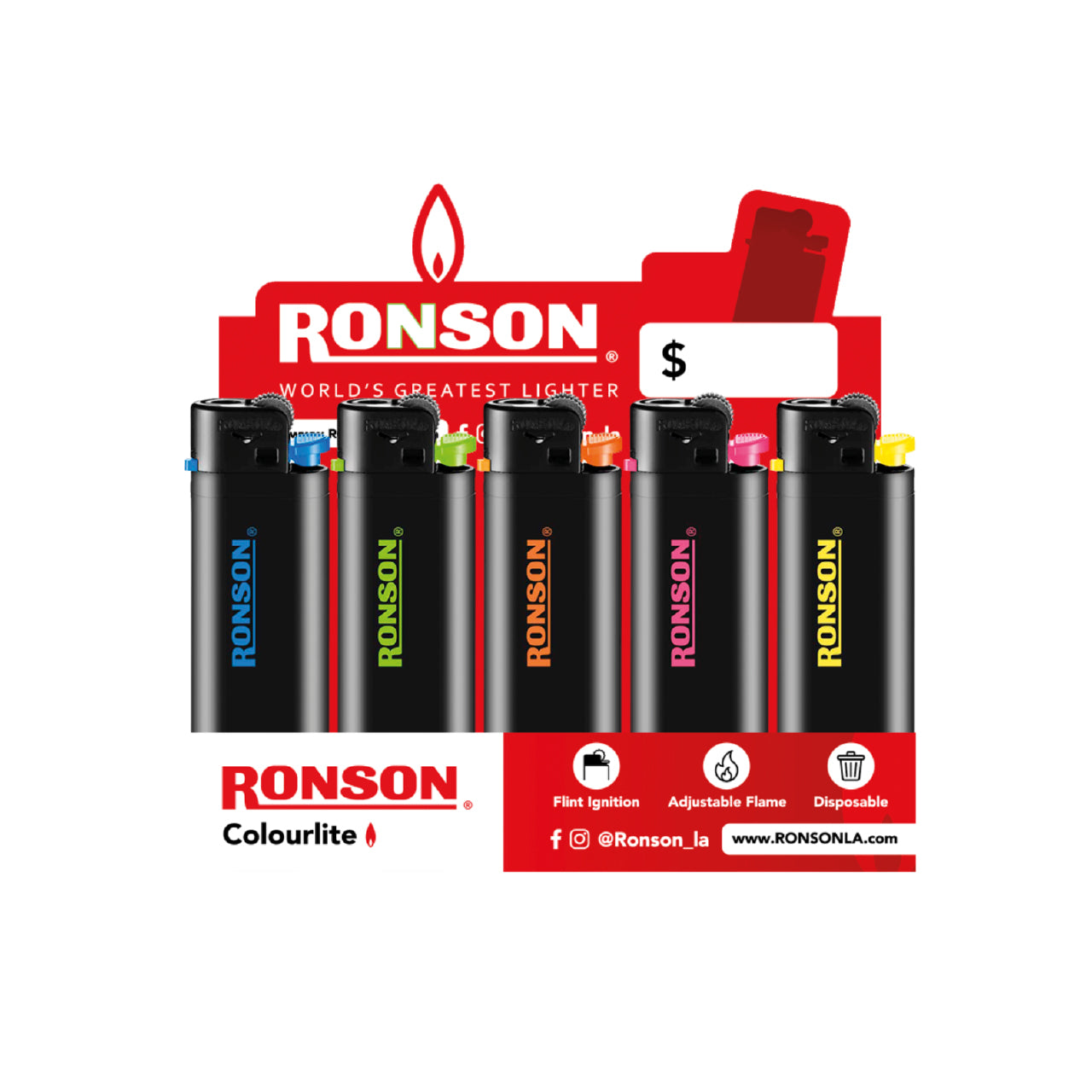 Encendedor Ronson Colourlite Black